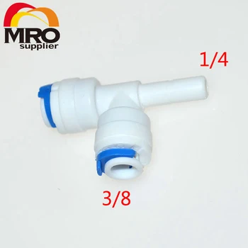 

3/8" OD Tube Quick Connection 1/4" Pipe Type T Connector RO Water Reverse Osmosis Aquarium System Connector Fitting ST023 G