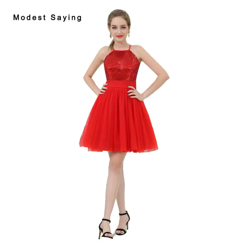 Elegant Red A Line Short Sequined Dresses 2017 New Fashion