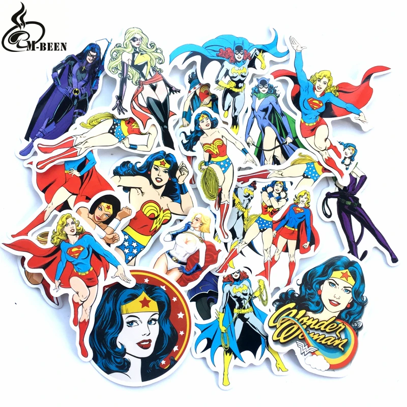 

20pcs/lot DC MARVEL wonder woman stickers For suitcase car accessories motorcycle bike travel case car-covers waterproof dec