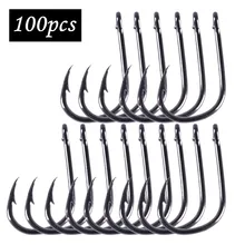 Anmuka 100Pcs fishing hooks(GF) #3-#12 High carbon steel CarbonBlack Bait Holder Fish Hook Set High quality barbed
