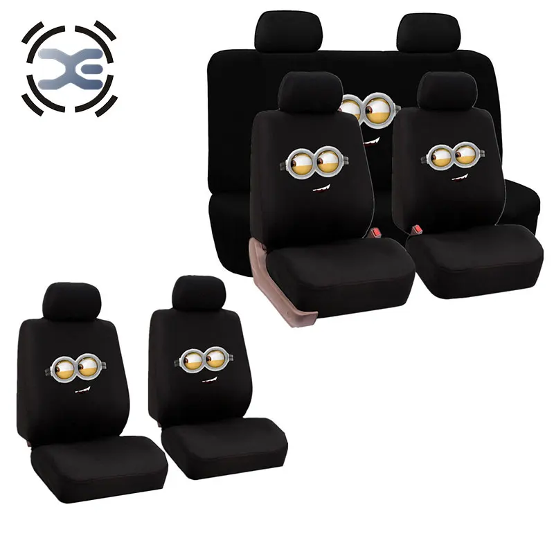

2 Seats Front Minions Pattern Printing Seat Cover Universal Fit Most Car Protector Automobiles Interior Accessories T133