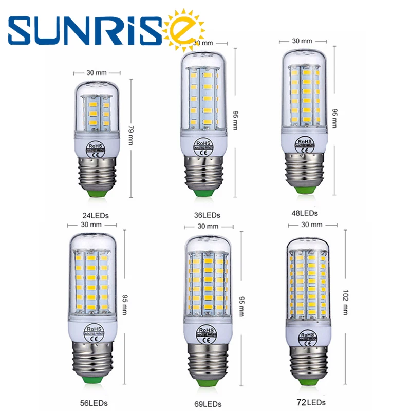 Светодиодный индикатор E27 светодиодный свечки 220 V E14 кукурузы лампы 5730 24 36 48 56 69 72 s