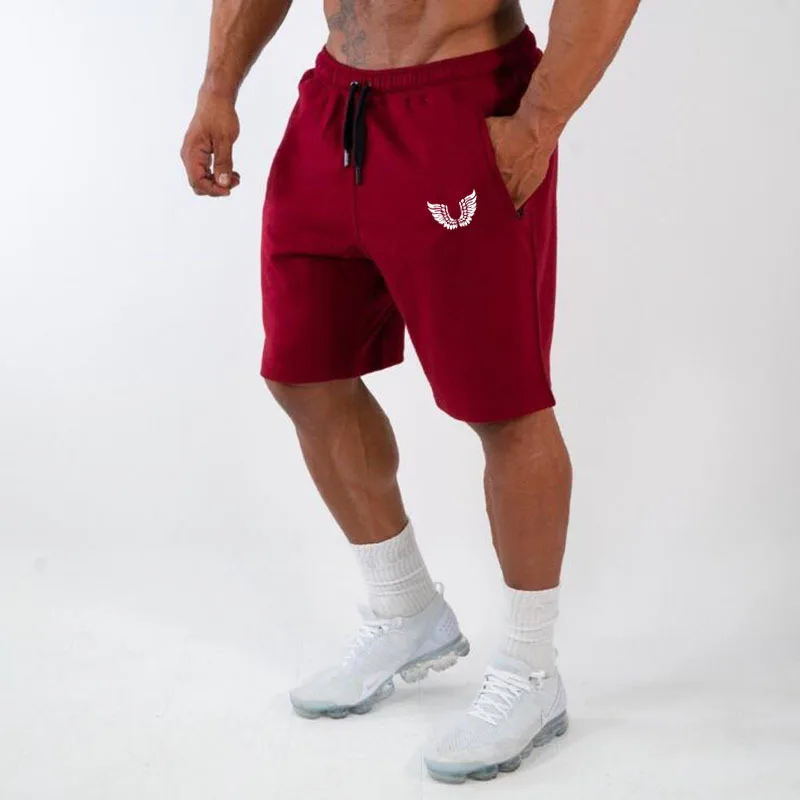 Одежда для фитнеса мужские повседневные шорты-бермуды новые хлопковые спортивные Брендовые мужские шорты спортивные пляжные шорты брюки - Цвет: Красный