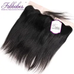 Fabbabes волос 13*4 уха до уха Малайзии прямые волосы кружева фронтальной 100% человеческих волос швейцарской кружевной фронтальной плотность 130%