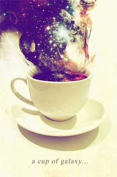 

Free Shipping Custom Outerspace Poster Galaxy In A cup of Coffee Bedroom Decoration Retro Wallpaper Canvas Wall_Sticker PN-082