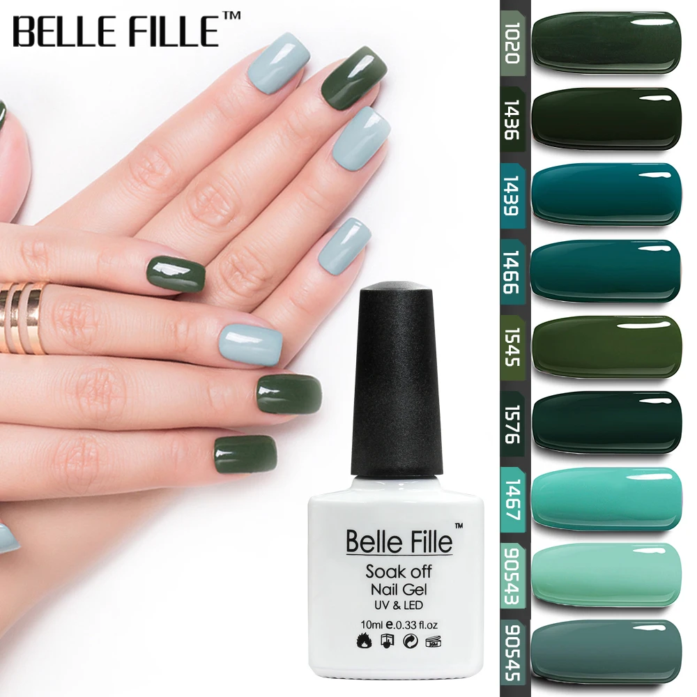 BELLE FILLE зеленый серии Цвета УФ гель лак для ногтей 10 мл Soak Off Nail Art Маникюр