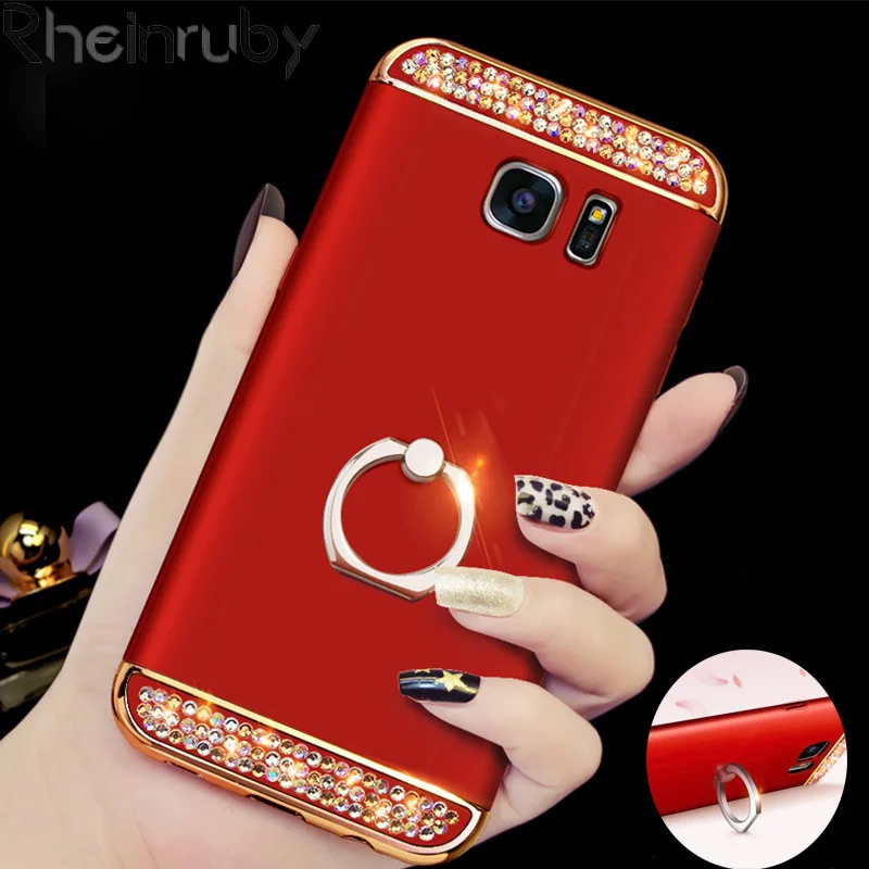 

Rheinruby Glitter Diamond 3 in 1 Finger Ring Phone Case For Samsung Galaxy S9 S8 Plus Note 9 8 A9 Star J7 Prime C5 C9 Pro Cases
