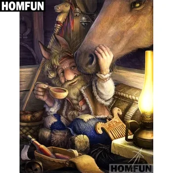 

HOMFUN Full Square/Round Drill 5D DIY Diamond Painting "Old man & horse" Embroidery Cross Stitch 5D Home Decor Gift A01738