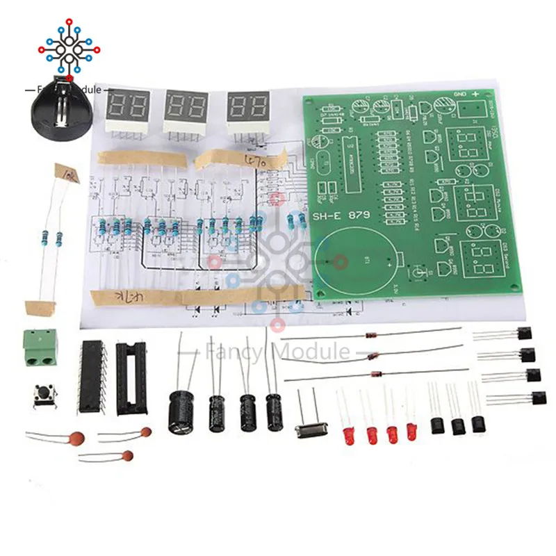 Наборы для самостоятельной сборки AT89C2051 электронные часы цифровая трубка светодиодный дисплей электронные компоненты и детали модуля DC 9 V-12 V