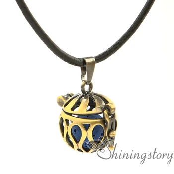

openwork metal volcanic stone essential oil necklace diffuser pendant wholesale perfume jewelry aromatherapy jewelry diffusers