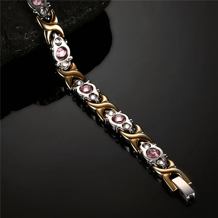 Boniskiss модные розовые кристаллические браслеты ювелирные украшения магнитные браслеты для здоровья для женщин золотые браслеты и браслеты Pulseira Feminina