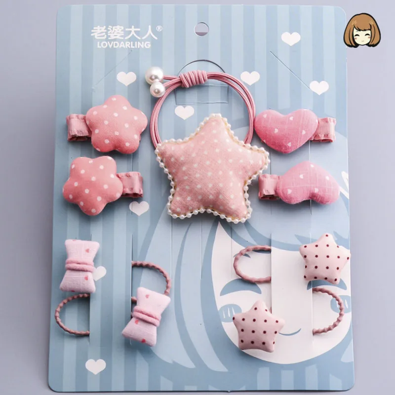 

9pcs/card Cute Hairbands Hairpins For Girls Lovely Baby Sweet Headwears Kids Children Bowknot Hair Accessories Newborn Baby Gift
