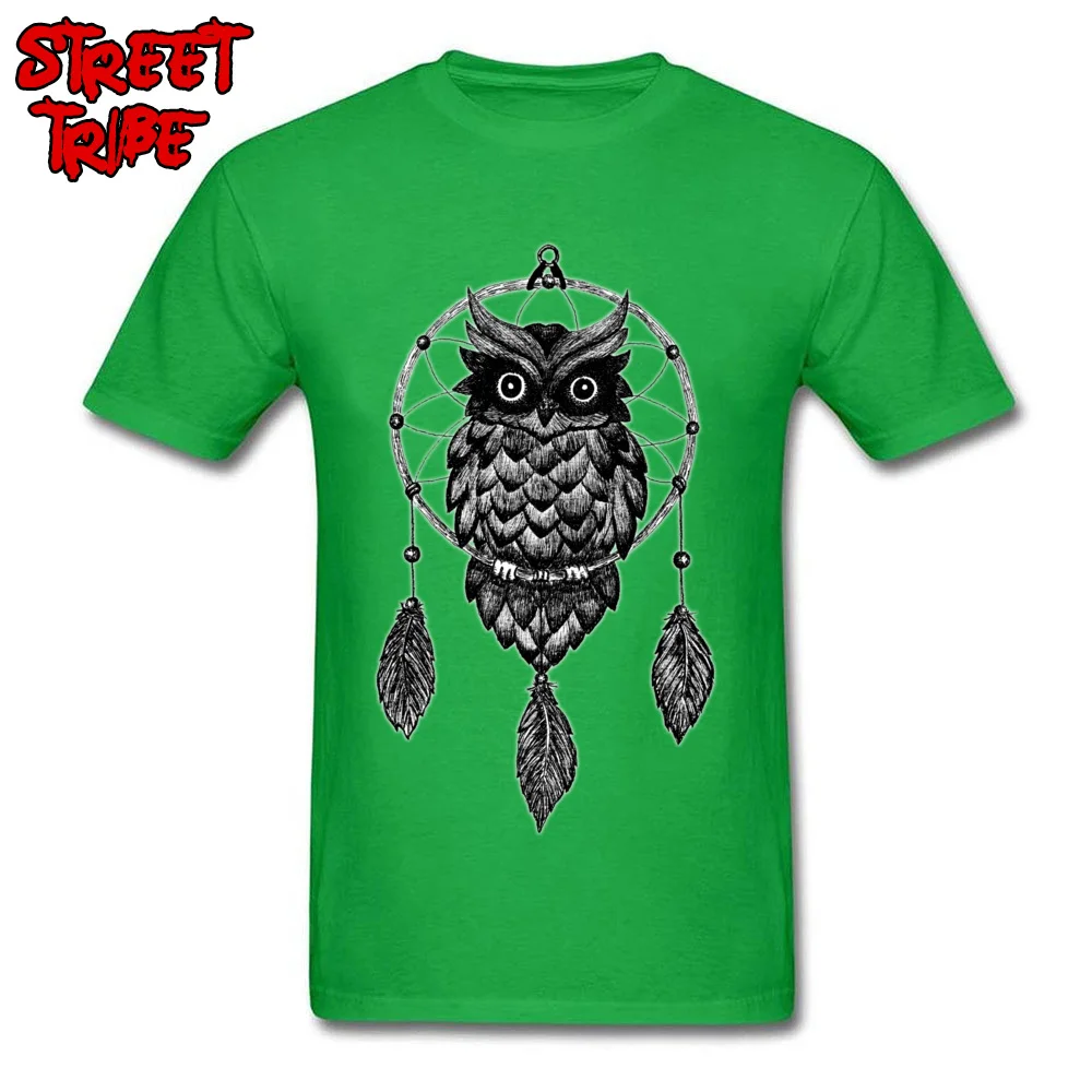 Dream Catcher Owl All Cotton Men Short Sleeve Tops Tees Summer Summer Autumn T-Shirt Design Tops T Shirt Hip Hop Crewneck Dream Catcher Owl green