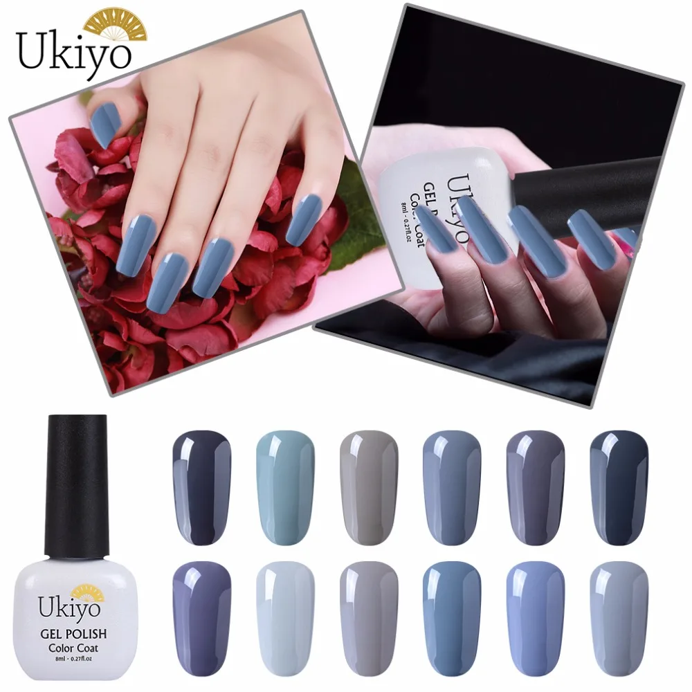 Ukiyo DIY Grey Color Series 8ML Gray Gelpolish Semi Permanent Ink Gel Polish Top and Base Primer UV Nail Art | Красота и здоровье