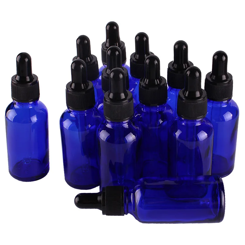 12pcs 30ml 1OZ Cobalt Blue Glass Dropper Bottles with Pipette for