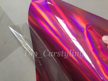 

1.52x20m/roll Pink Laser car wrap film holographic rainbow sticker car styling film black silver Chrome Vinyl Bubble Free