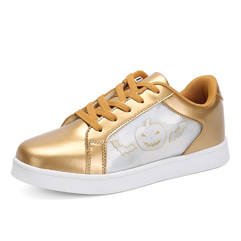 UncleJerry/Детские модные светящиеся кроссовки; обувь для девочек с зарядкой через usb; различные модели; светящаяся детская обувь; обувь для мальчиков - Цвет: Gold