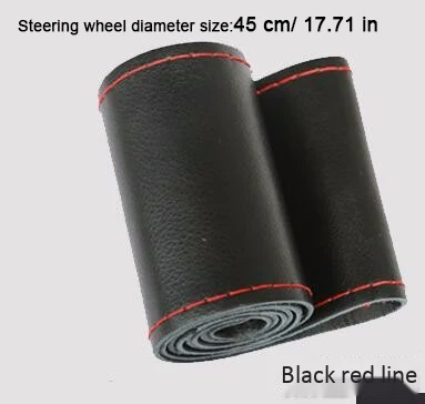 45cm balck red 42/45/47/50 см, принт грузовика, автобуса, кожаные чехлы для сидений автомобиля рулевое колесо DIY ручной работы, чехол с иглы и нити аксессуары для интерьера Наборы - Название цвета: 45cm balck red