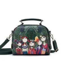 YQYDER 2017 diseñador de la marca de lujo de alta calidad de LA PU señoras de cuero de las señoras de dibujos animados verde bolso de hombro el bolso femenino