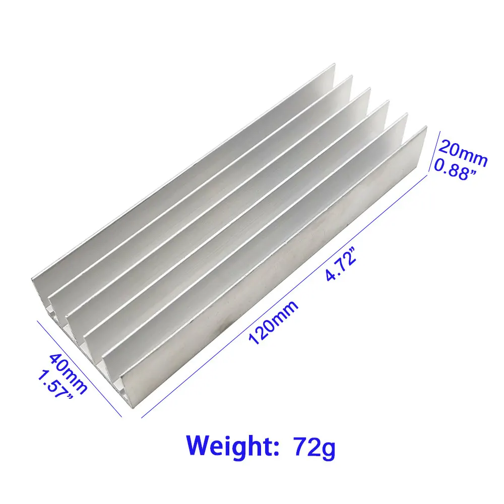 2PCS 120x40x20mm Aluminum Cooling Board Heatsink for COB LED Light Lamp Lighting Radiator 120*40mm Heatsink