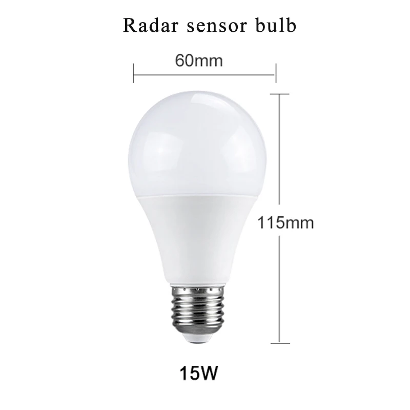 20 Вт 15 Вт 10 Вт радар-датчик светодиодный светильник 18 Вт 15 Вт 12 Вт датчик движения лампа E27 Lampara светодиодный Bombillas 85-265 в инфракрасная Индукционная лампа освещения - Испускаемый цвет: Radar Sensor 15W