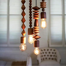 Винтажный Лофт античный дубовый деревянный абажур ручной работы из дерева E27 светодиодный подвесной светильник деревянный Настольный светильник современный светильник 110-240 В