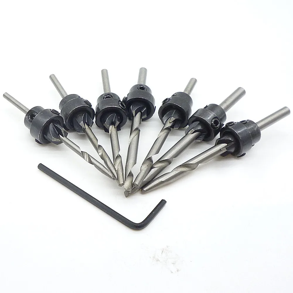

7Pcs/Set HSS Countersink Drill Bits Wood Cutter Screws Stop Collars Hole Saw Cutter Tools Woodworking Drill Bit Set