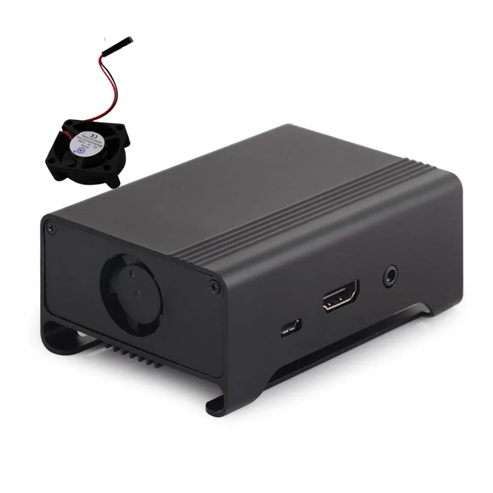 

Aluminum Alloy Case Shell Enclosure Cooling Fan Heatsink for Raspberry Pi 3 B