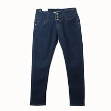 Women Classic High Waist Slim Fit Dark Blue Jeans Lady Casual Plus Size Elastic Stretch Trouser