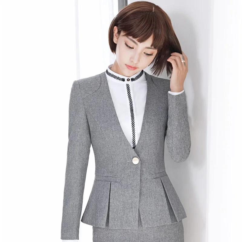 New Arrival Autumn Winter Long Sleeve Formal OL Styles Grey Blazers