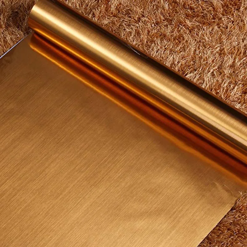60x500 см матовый металлический эффект Серебряная наклейка ремонт мебели DIY декоративная пленка Съемный ПВХ домашний декор плакат водонепроницаемый - Цвет: Brushed Golden