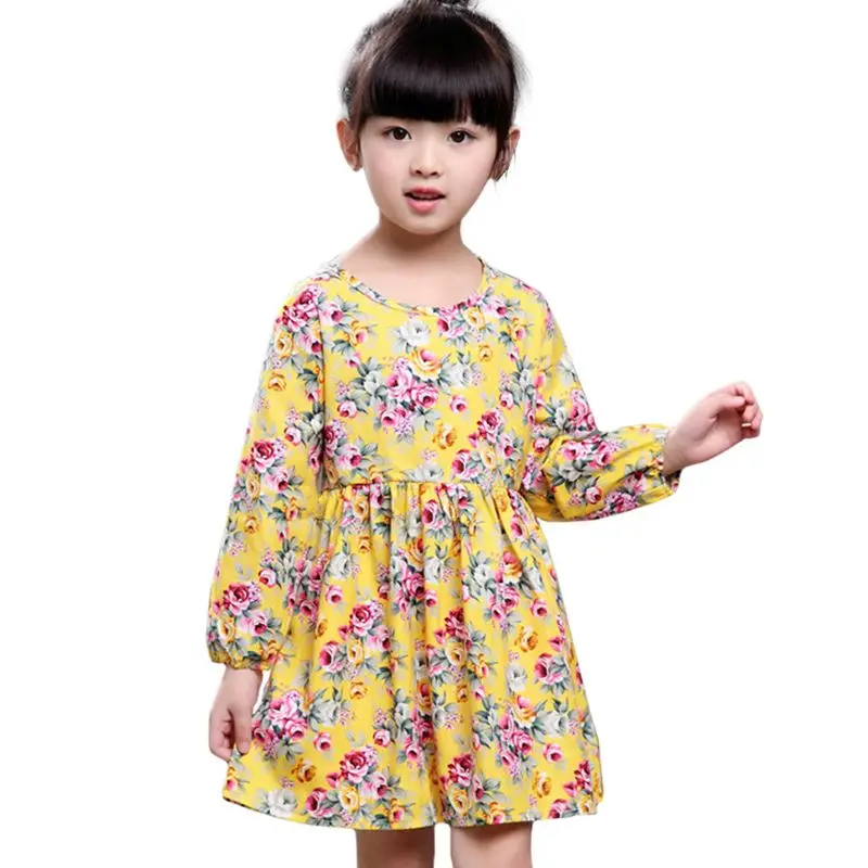 New Arrival Springautumn Childrens Clothing Dress Floral Princess