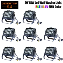 8 шт./партия 20x18 Вт RGBWA+ UV 6в1 светодиодные настенные шайбы водонепроницаемый свет с бесплатной доставкой и водонепроницаемый прожектор для сцены мощность 6CH/10CH