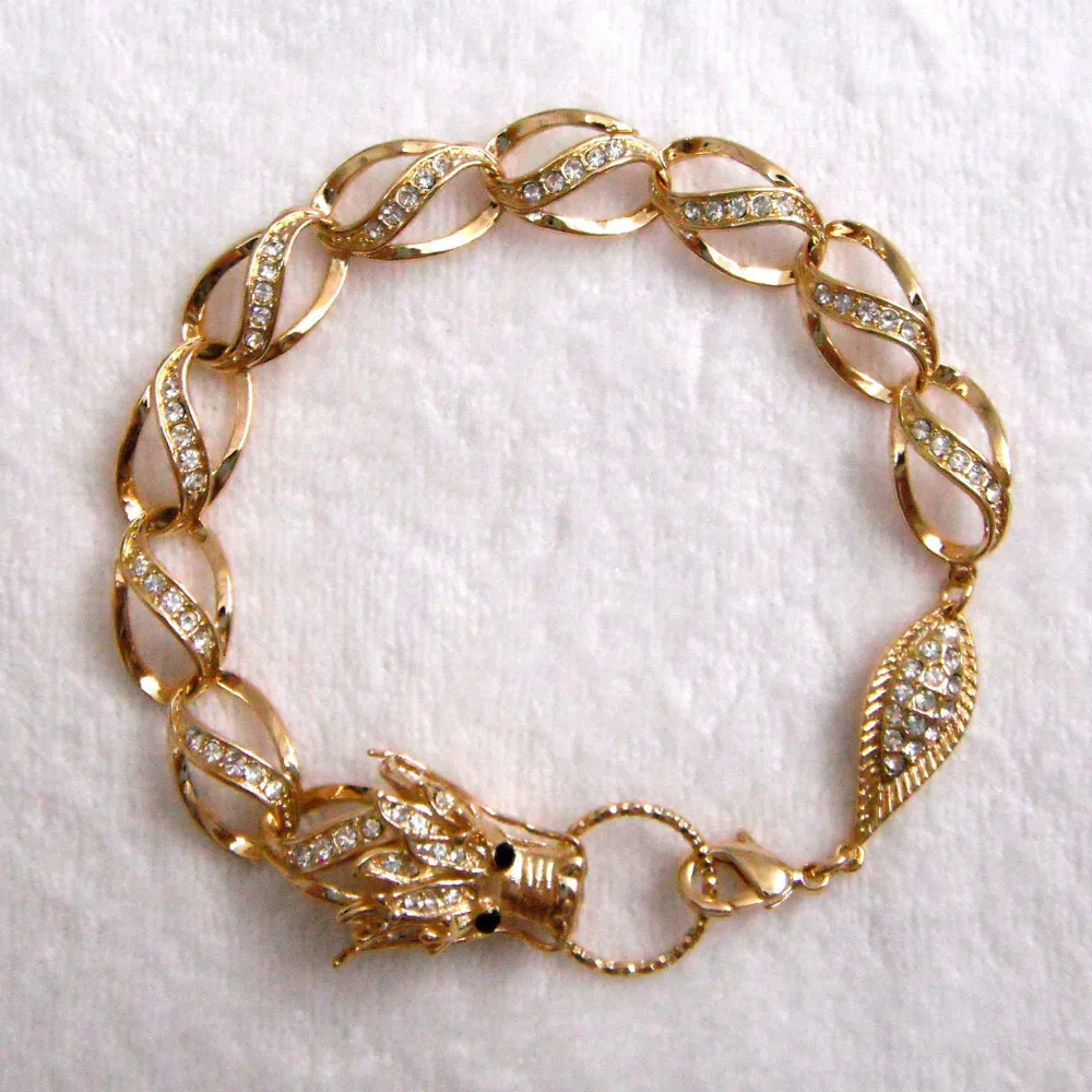 

Navachi Noble Yellow GP Dragon Animal Crystal Rhinestone Bracelet Bangle SMT3035