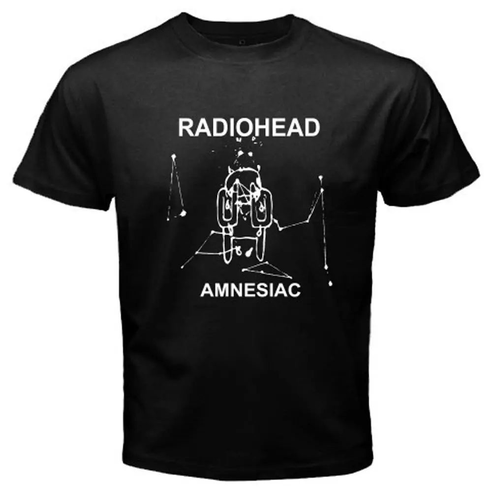New RADIOHEAD Amnesiac Logo Alternative Rock Band Men's Black T-Shirt Size S-3XL Short Sleeve T shirt Cotton Shirts top tee | Мужская