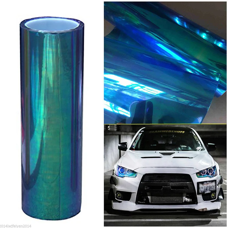 

For Car Decoration 1pc Chameleon Colorful Blue Car SUV Headlight Taillight Vinyl Tint Film Wrap 78x12inch Mayitr