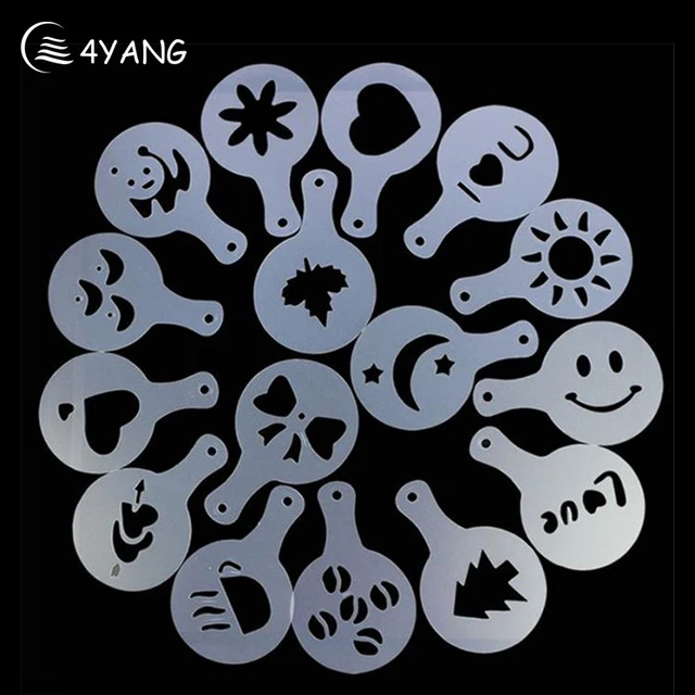 Special Offers 4YANG 16Pcs/Set Coffee Drawing Molds Printing Model Sprinkle Powder Mats Utensils Tools Coffee Accessories Special Offers 4YANG 16Pcs/Set Coffee Drawing Molds Printing Model Sprinkle Powder Mats Utensils Tools Coffee Accessories