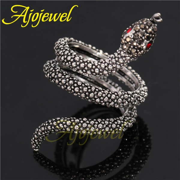 Ajojewel, крутые красные глаза, черные CZ, большая змея, кольцо, ювелирные изделия для мужчин и женщин, Винтажные Ювелирные Изделия