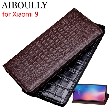 

AIBOULLY For Xiaomi Mi 9 Case Soft Silicone Back Flip Genuine Leather Cover For Xiaomi Mi 9SE Case Hard Fundas Phone Bag Capas