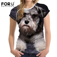 Forudesigns/ 3D Шнауцер Для женщин футболка Футболки для девочек женские Топы корректирующие o Средства ухода за кожей шеи упругие дамы Базовая рубашка для девочек женские Товары для собак Футболка
