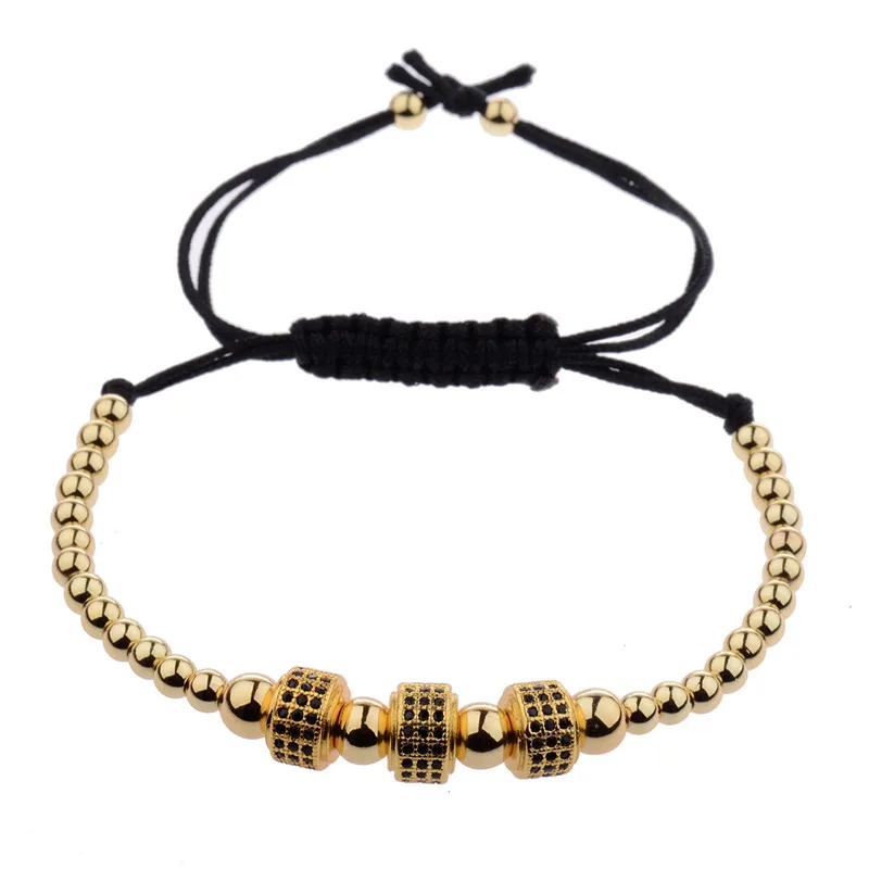 DOUVEI золотой Diy дизайн Pave CZ шар браслет для мужчин и женщин плетеный медный бисер макраме ювелирные изделия подарок для мужчин и женщин - Окраска металла: GOLD 19