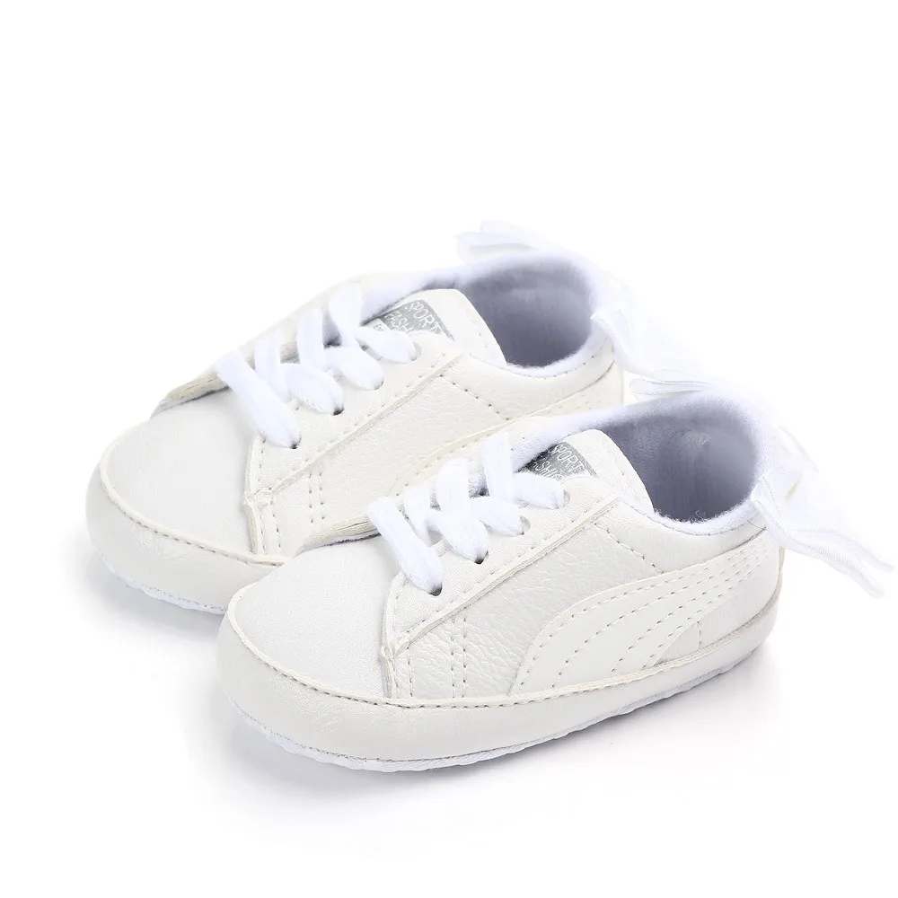 New Newborn Toddler Infant Baby Girl Boy Soft Sole Pu leather Crib Shoes Sneaker Prewalker Little white Baby Shoes 0-18M