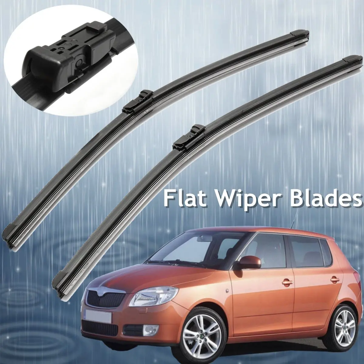 Flat Wiper Blades 21" Push Button Fitment For SKODA FABIA 2007in