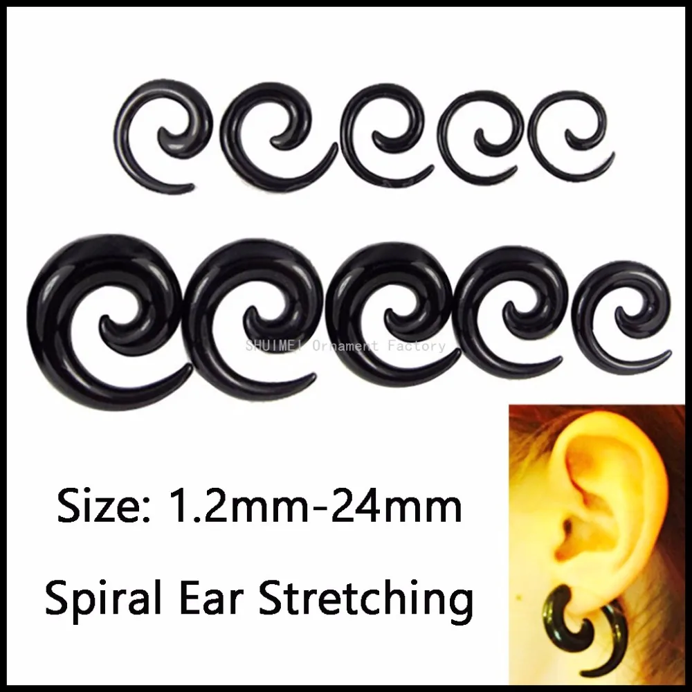 Lot of 2pcs Acrylic Black&White Spiral Ear Stretching Taper Piercing
