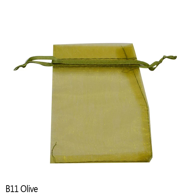20 шт., 7x9, 9x12, 11x16, 13x18, 15x20 см, Сумка из органзы, одноцветная упаковка для ювелирных изделий, сумки для свадебной вечеринки, сумки для подарков - Цвет: B11 Olive