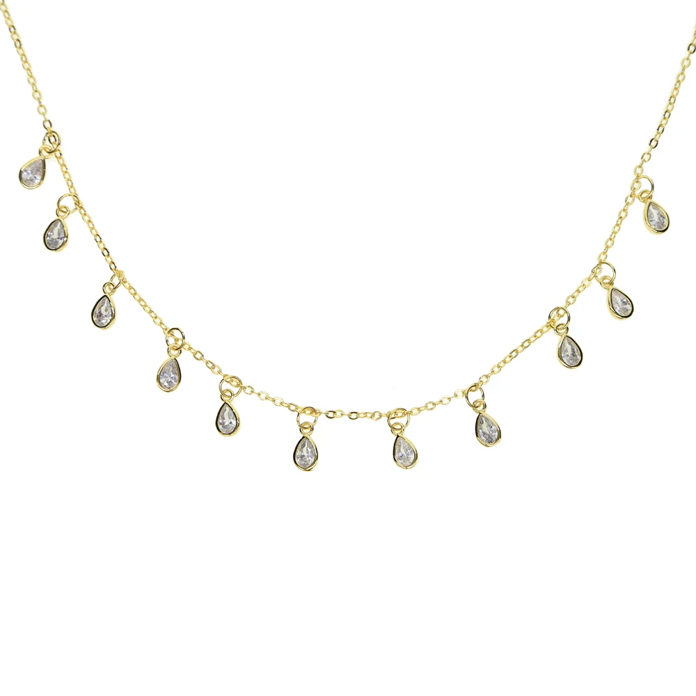 

Collares Real Collier Fashion Teardrop\pear Shape Pendants Necklace & Zirconia For Women Choker Wedding Short Accessories 2019