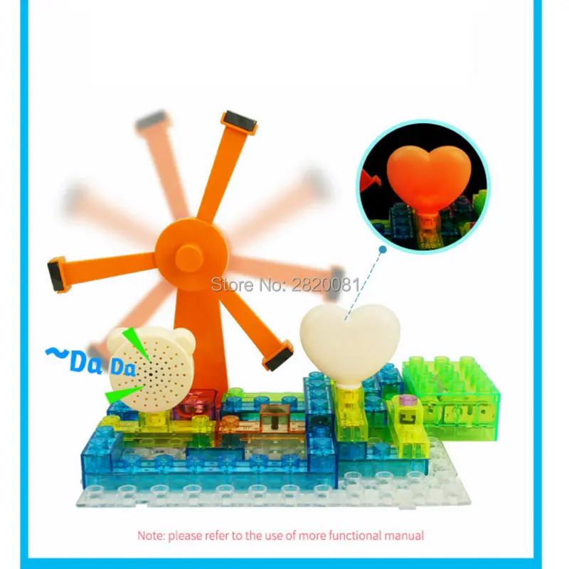 Electronic blocks 600 spellings projects 64 PCS electromagnetic windmill assembled toyskid educational&smart science DIY kit