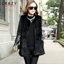 Новинка S-6XL зимний черный белый жилет из искусственного меха норки для женщин с круглым вырезом размера плюс пальто из искусственного меха мода 4XL 5XL 6XL