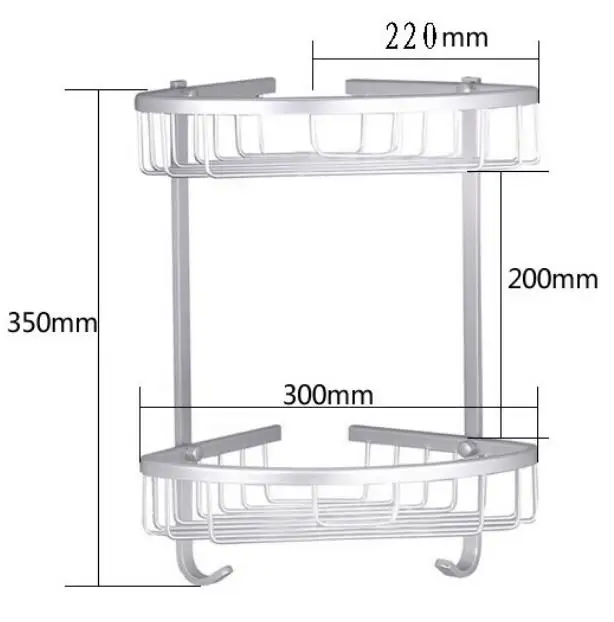 Космическая алюминиевая полка для ванной комнаты, античная латунная двухслойная угловая полка, корзина для ванной комнаты, угловая полка для ванной комнаты - Цвет: Белый