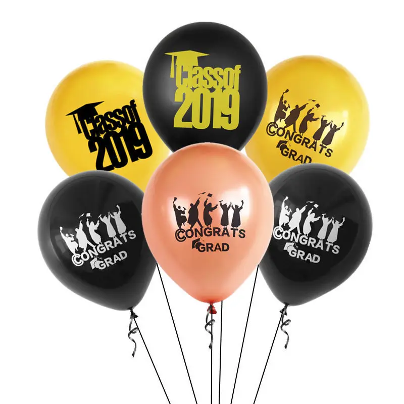 

3pcs 2019 Congratulate Graduation Balloons Helium Black Gold Balloons 16 inch Birthday Party Decorations Air Balloons